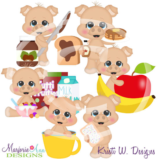 Breakfast Pigs SVG Cutting Files Includes Clipart - Click Image to Close